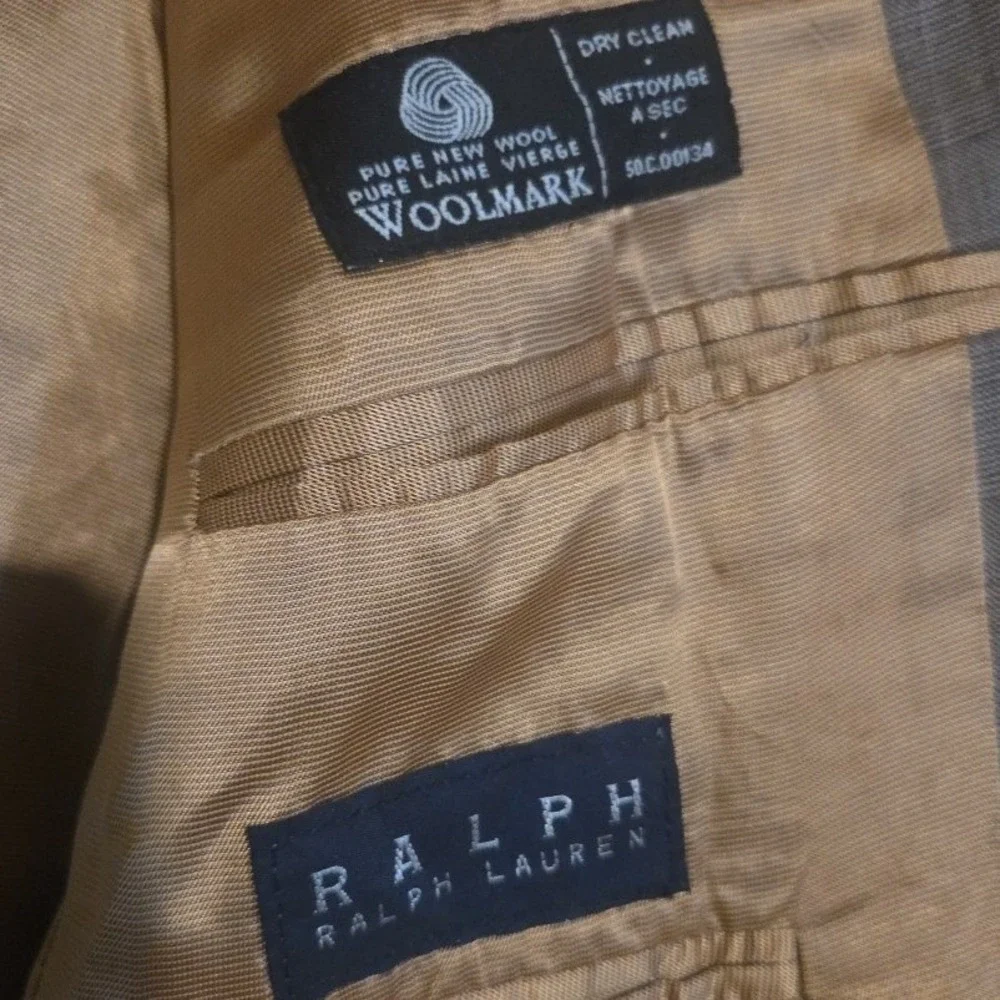 Ralph Lauren Wool Blazer Brown Two Button Sport Coat, Mens 42L,‎ Made in Canada